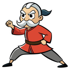 Obraz premium An old karate Chinese man with a long mustache