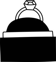 Fototapeta premium Wedding ring black and white. Vector illustration.