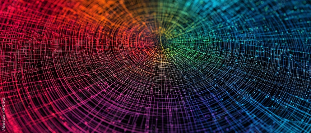 Poster vibrant abstract background showcasing colorful circular patterns and intricate lines, perfect for d