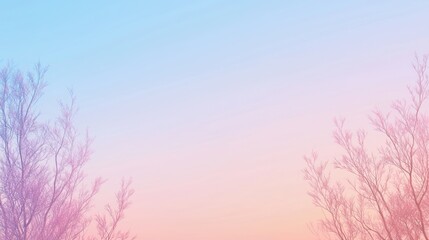 Obraz premium Twilight Tranquility: Serene Skyscape with Tree Silhouettes in Gradient Dusk Light