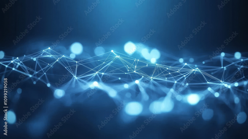 Poster a background image showing connected dots and lines forming shapes. it's a digital display of inform