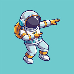 Obraz premium Astronaut Dabbing Cartoon Vector Icon Illustration