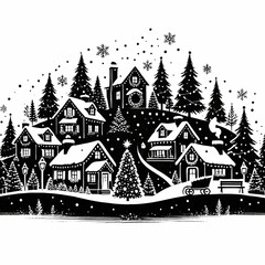 Naklejka premium christmas night in various places