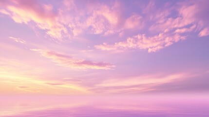 Obraz premium Ethereal Twilight Skyscape with Vibrant Purples and Oranges, Wispy Clouds, Serene Atmosphere for Tranquil Backgrounds
