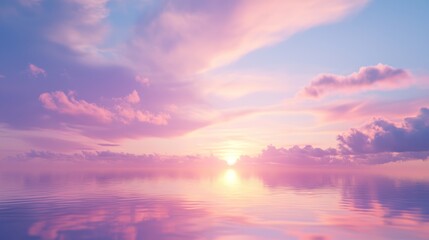 Fototapeta premium Enchanting Twilight Skyscape: Colorful Sunset Reflections Over Serene Pond for Romantic Themes