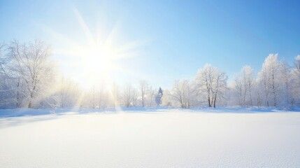 Obraz premium Tranquil Winter Wonderland: Serene Bliss of Snow-Covered Skyscape With Soft Blue Sky and Gentle Sunlight