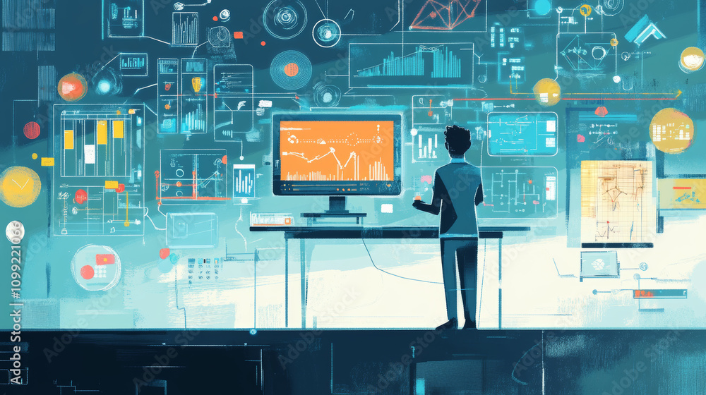 Poster data science uses technology in creative ways. it blends different approaches and uses hand-drawn il