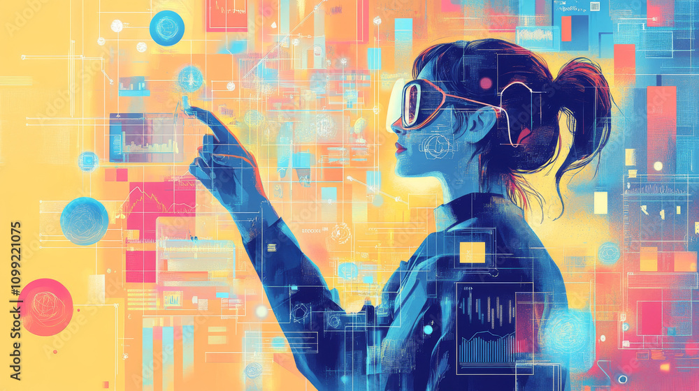 Poster data science uses technology in creative ways. it blends different approaches and uses hand-drawn il