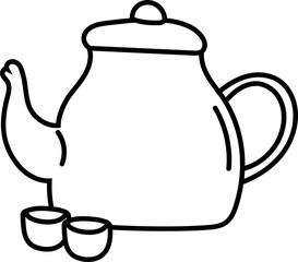 Fototapeta premium Teapot black and white. Vector illustration.