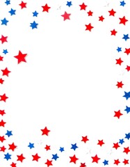 Obraz premium red blue and white stars sccatered on white background, patriotic background