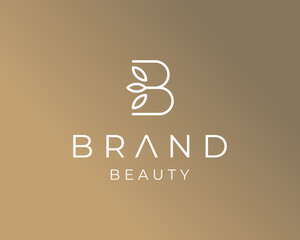 Initial Letter B Flower Leaf Beauty Spa Skin Care Luxury Minimalist Vector Logo Design Illustration