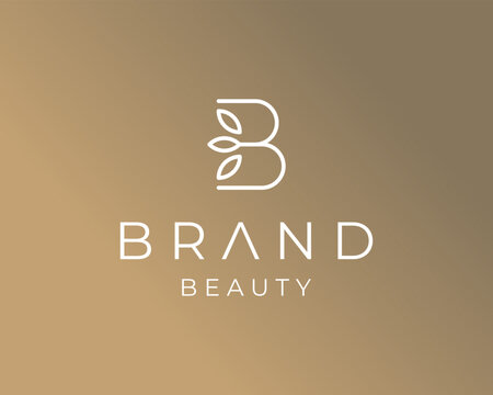 Initial Letter B Flower Leaf Beauty Spa Skin Care Luxury Minimalist Vector Logo Design Illustration