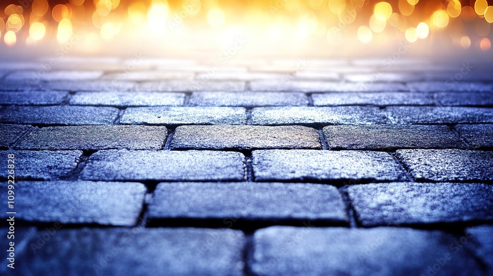 Poster textured cobblestone pathway under soft warm light creating a dreamy atmosphere perfect for backgrou