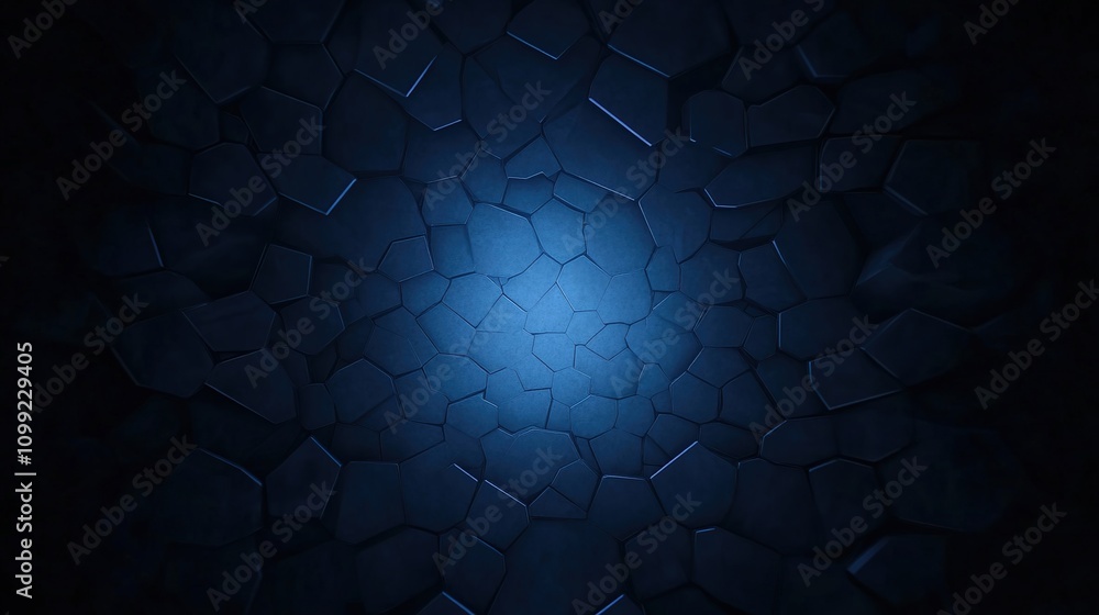 Poster abstract background featuring a mosaic of cracked stones illuminated by a soft blue light, creating 