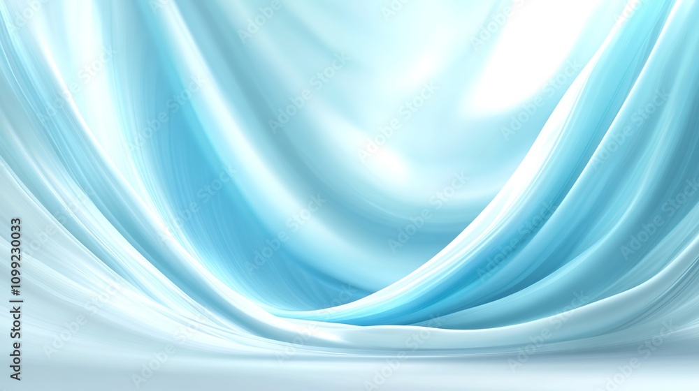Poster soft blue fabric draping gracefully in a gentle flow, perfect for elegant backgrounds and textures i