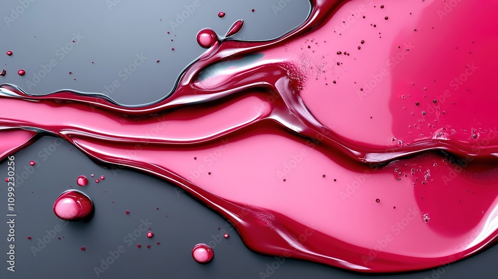Poster abstract view of flowing deep red liquid against black background showcasing dynamic shapes and text