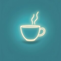 Obraz premium Warm cup of coffee, neon glow.