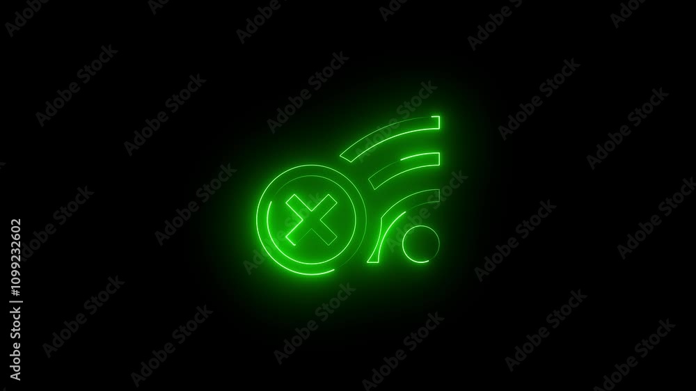 Poster flashing wi-fi no signal indicator, animation on a black background.no wi-fi signal indicator