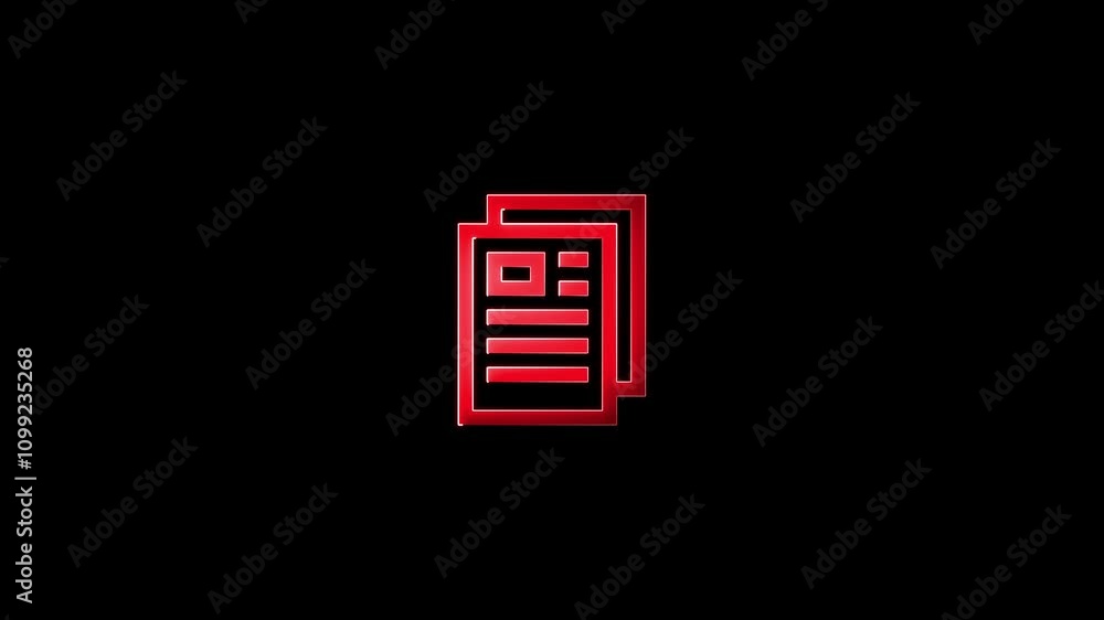 Poster job search white line animations. animated documents icons,pdf file document symbol. black line docu
