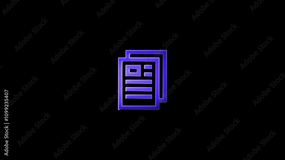 Poster job search white line animations. animated documents icons,pdf file document symbol. black line docu