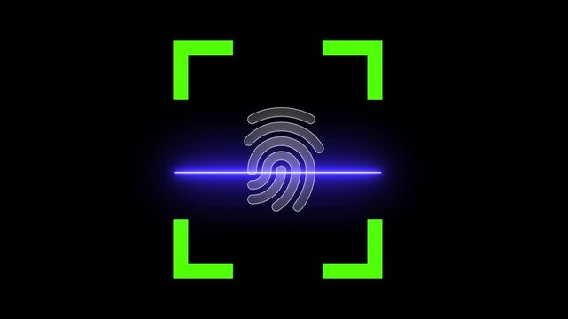 Fingerprint icon animation, Set fingerprint scanning icon sign video, Colorful neon fingerprint surrounded by glowing brackets icon animated