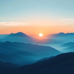 Obraz premium Breathtaking view of sunset over tranquil mountain range image