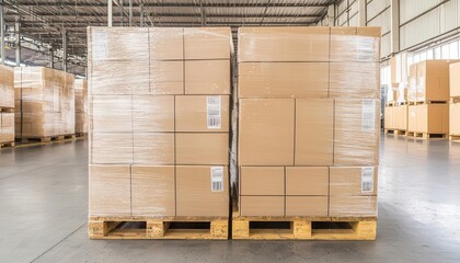 Palletized shipments being inspected before loading onto freight trucks, Pallets, Inspection, Industrial Freight