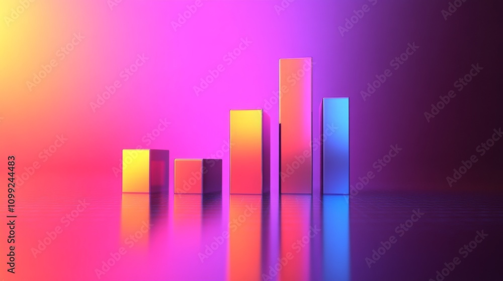 Aufkleber vibrant colorful bars representation of data growth and analysis