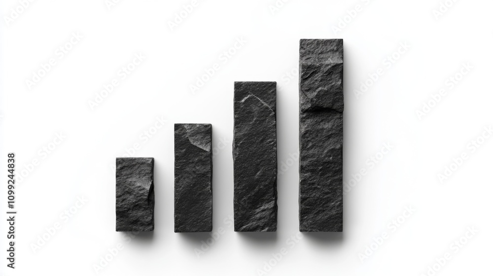 Poster dark stone blocks representing growth and progress in business analytics