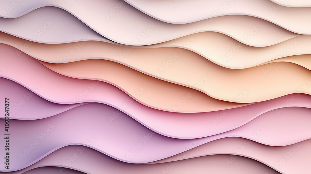 Poster soft pastel waves create soothing abstract background with gentle gradients. this design evokes calm