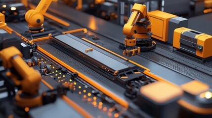 Fototapeta premium Precision and automation in electric vehicle manufacturing on an industrial assembly line.