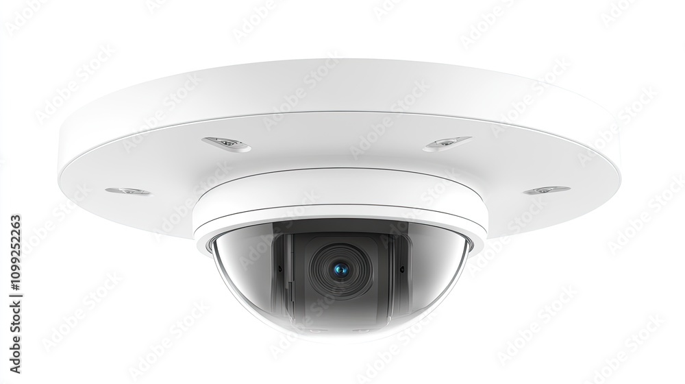 Poster ceiling mounted security camera with white circular design