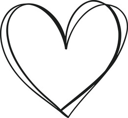 Elegant Hand-Drawn Heart with Double Overlapping Lines Vector for Valentine’s Day © MdImran