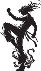 Obraz premium kung Fu Karate Special Power Move Vector Design Silhouette