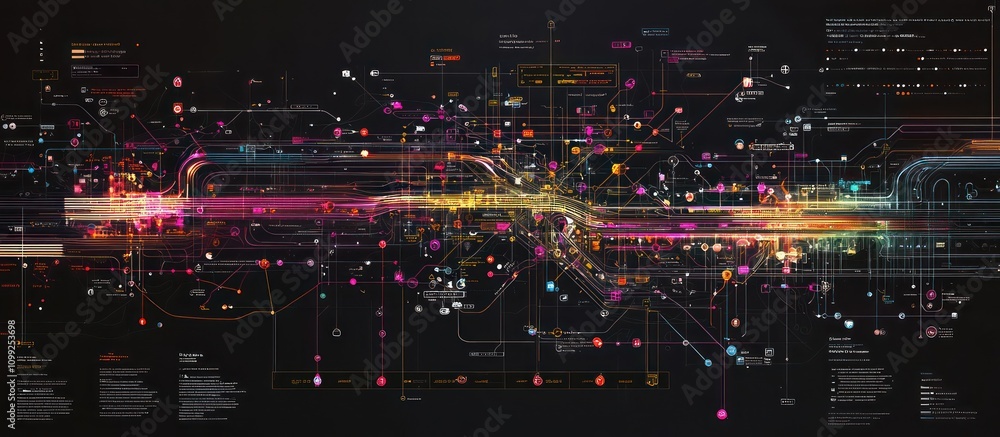Poster digital public transit map showing live updates of routes and vehicle positions.