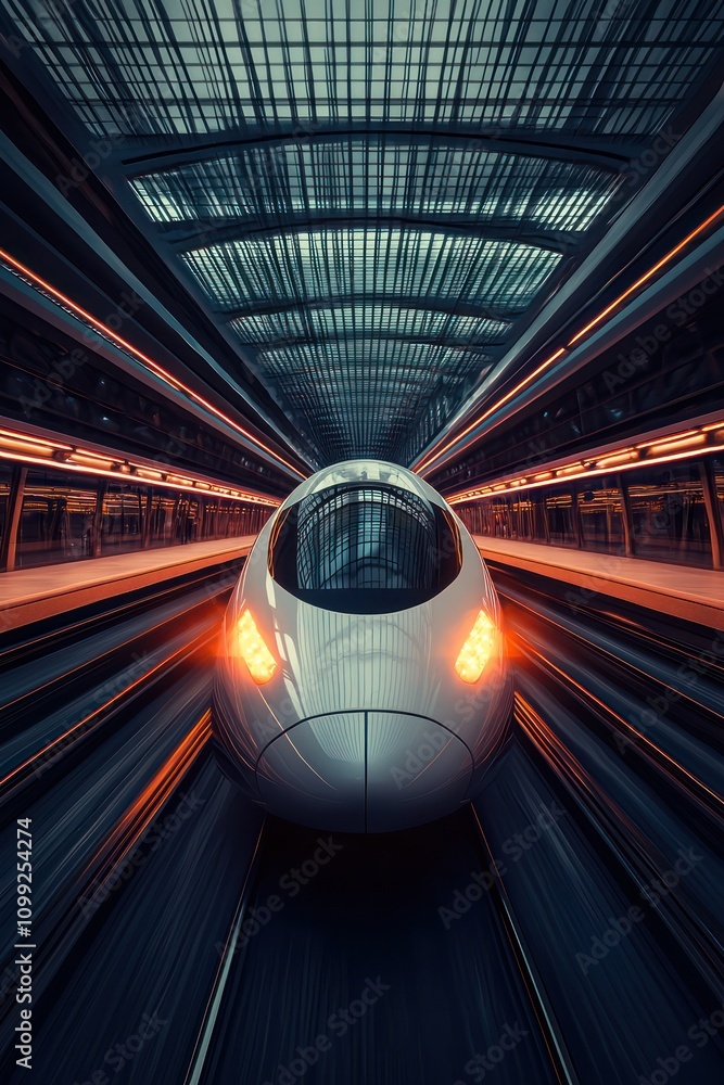 Aufkleber modern rail technology visualized in a 3d rendering of a digital high-speed railway bullet train.