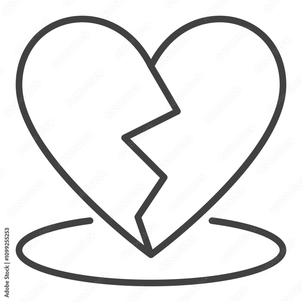 Poster heartbreak icon vector sad ending design element or symbol in line style