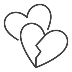 Broken Hearts vector Love Sorrow minimalistic icon