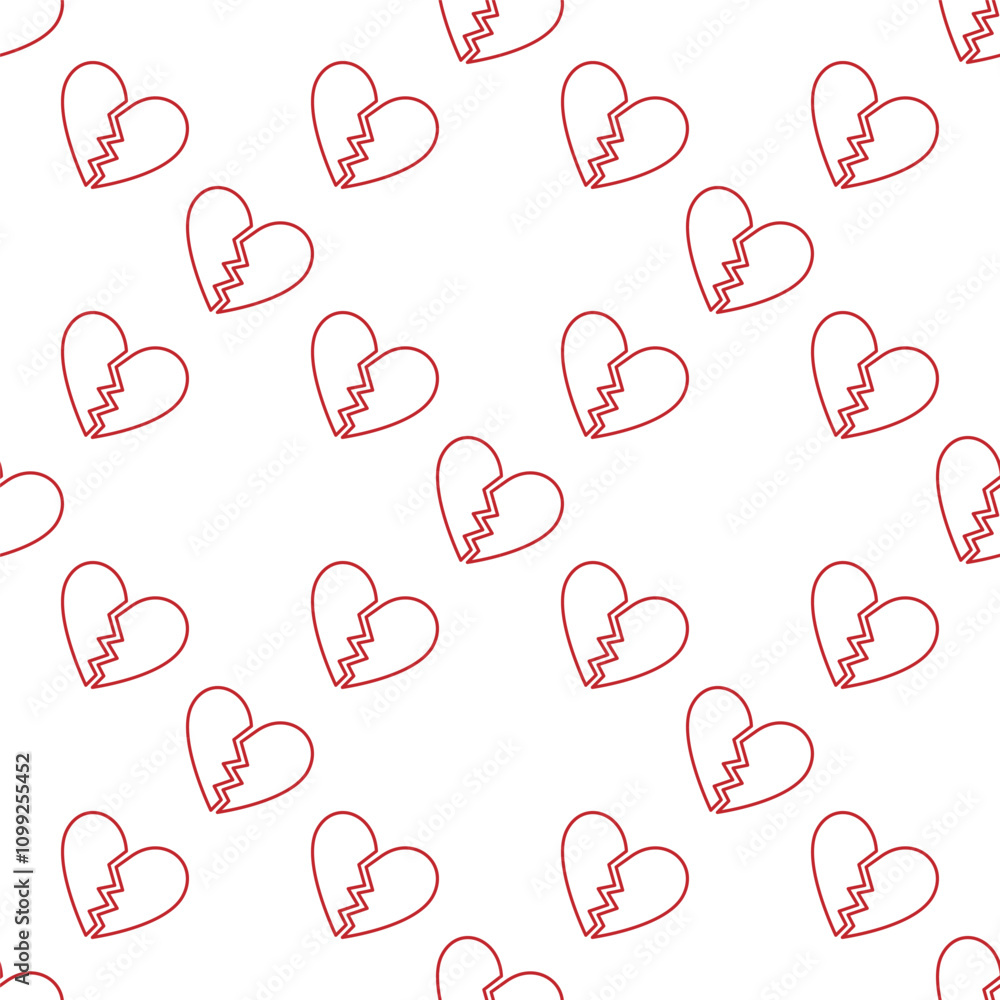 Poster heartbreak vector end of love seamless pattern in line style