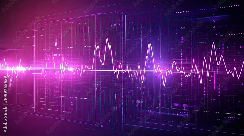 Poster abstract colorful sound waves visualization with futuristic elements