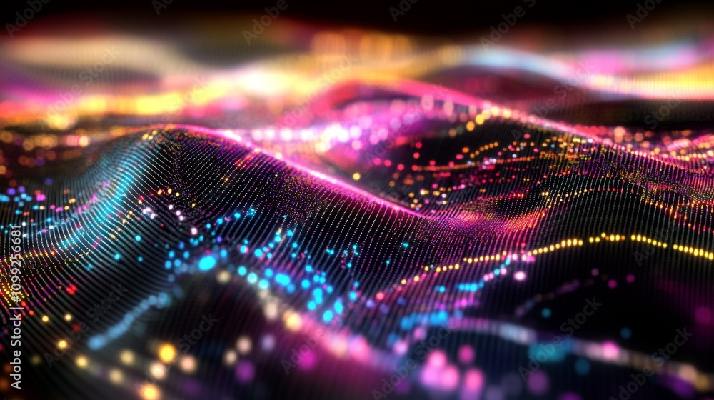 Poster abstract colorful wave pattern with lights and sparkles