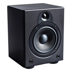 Fototapeta premium Black Studio Monitor Speaker on Black Background Illustration on transparent & white background, isolate PNG