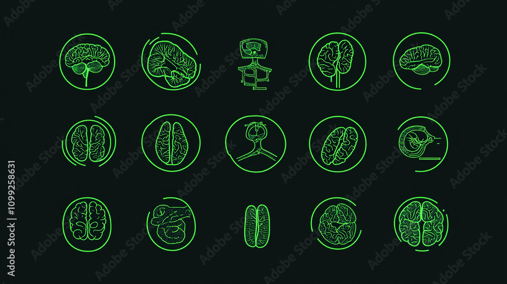 Poster visual representation of brain and cell illustrations in a scientific context