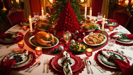 Traditional Christmas Dinner Table Setup