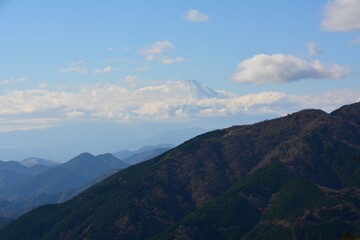 Obraz premium 丹沢・大山の富士見台から見た富士山