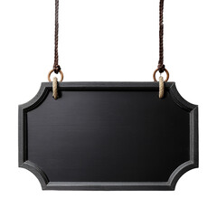 blank hanging black sign board  isolated on Transparent Background.