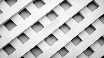 Fototapeta premium Textured White Wooden Lattice Background with Geometric Patterns and Diagonal Arrangement for Design and Architectural Visuals