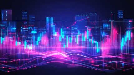Fototapeta premium Vibrant Financial Market Trends with Colorful Data Visualization
