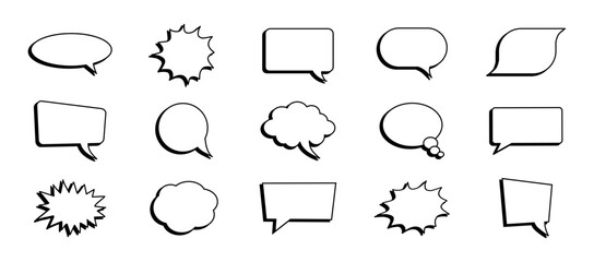 Fototapeta premium icon set comic bubbles, cloud, editable stroke