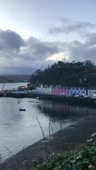 Fototapeta premium view of the bay with colorful houses